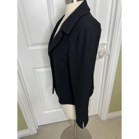 St. John Collection Knit Blazer Jacket Size 12 Black Four Button Career Office - Picture 5 of 12